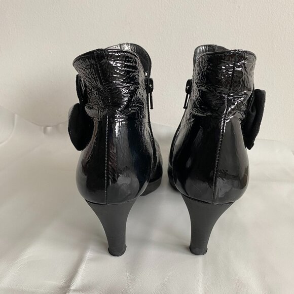 Un Tour En Ville Black Patent Leather Heeled Ankle Boots 8.5 - Picture 4 of 13